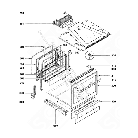 FAÇADE DE PORTE (REPÈRE 300) FOUR, CUISINIÈRE - 74X4882