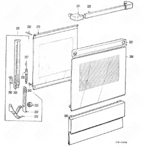 ENTRETOISE DE PORTE (REPÈRE 230) FOUR, CUISINIÈRE - 71X7705