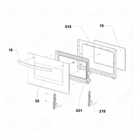 CONTRE PORTE AVEC VITRE (REPÈRE 531) FOUR MICRO-ONDES - 49010645