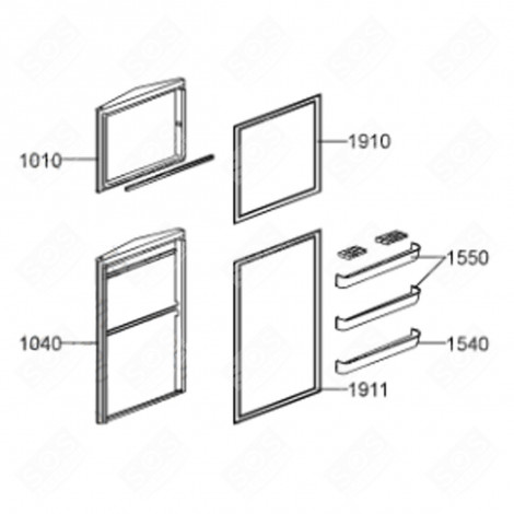 JOINT DE PORTE (REPÈRE 1911) RÉFRIGÉRATEUR, CONGÉLATEUR - 480132100014, C00323164