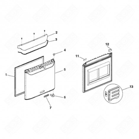 PORTE DE FREEZER (REPÈRE 5) RÉFRIGÉRATEUR, CONGÉLATEUR - C00117783