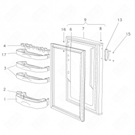 ARCEAU BALCONNET BOUTEILLE (REPÈRE 2) RÉFRIGÉRATEUR, CONGÉLATEUR - 41X3238