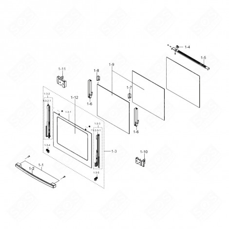 PORTE COMPLÈTE D'ORIGINE FOUR, CUISINIÈRE - DG94-00076Y