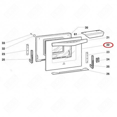 VITRE EXTÉRIEURE (REPÈRE 22) 494X413 MM FOUR, CUISINIÈRE - C00143446, 482000081991