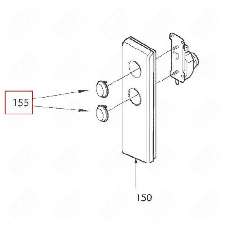 BOUTON DE COMMANDE REPÈRE 155 À L'UNITÉ FOUR MICRO-ONDES - AS0058896