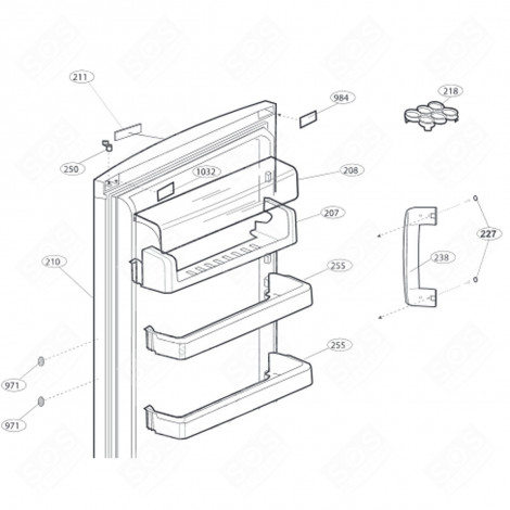 BALCONNET SUPÉRIEUR (REPÈRE 207) 438X93X93 MM RÉFRIGÉRATEUR, CONGÉLATEUR - 4807160300