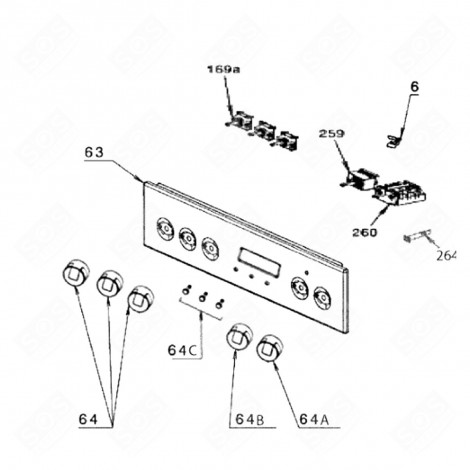 BOUTON DE PROGRAMMATION (REPÈRE 64C) FOUR, CUISINIÈRE - 3425573403