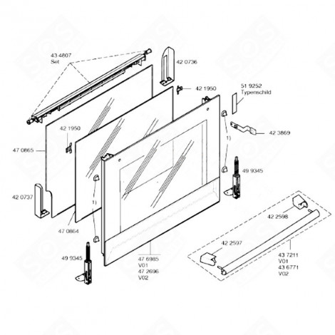 VITRE EXTÉRIEURE (REPÈRE 476985) FOUR, CUISINIÈRE - 00476985