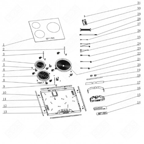 FIXATION PLAQUE GAUCHE DROITE (REPÈRE 9) FOUR, CUISINIÈRE - CU005036