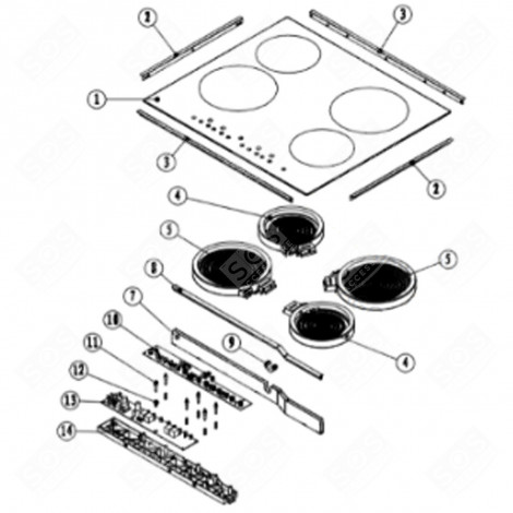 DESSUS VITRO (REPÈRE 1) FOUR, CUISINIÈRE - CU005078