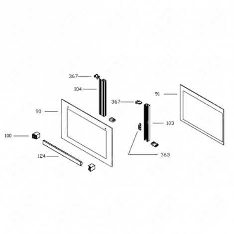 VITRE EXTÉRIEURE (REPÈRE 90) FOUR, CUISINIÈRE - CU003456