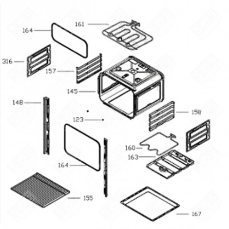 GRILLE LATÉRALE SUP G (REPÈRE 157) FOUR, CUISINIÈRE - CU000952