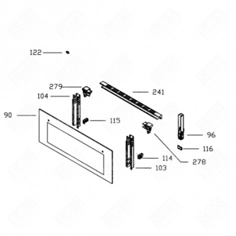 FIX VERRE PORTE DROITE (REPÈRE 278) FOUR, CUISINIÈRE - CU000978