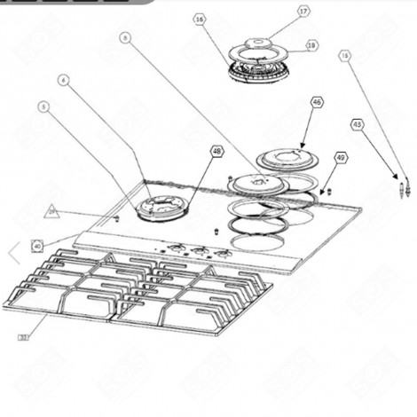 DESSUS VERRE (REPÈRE 40) FOUR, CUISINIÈRE - CU003406