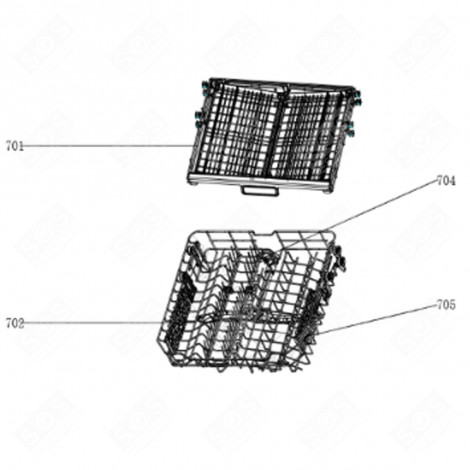 PANIER SUPÉRIEUR (REPÈRE 702) LAVE-VAISSELLE - LA000535