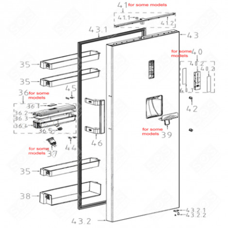 BALCONNET BOUTEILLES (REPÈRE 38) RÉFRIGÉRATEUR, CONGÉLATEUR - FR000516