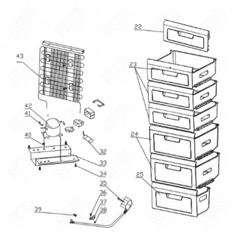 COMPRESSEUR WS85YT SF235 (REPÈRE 24) RÉFRIGÉRATEUR, CONGÉLATEUR - FR001241