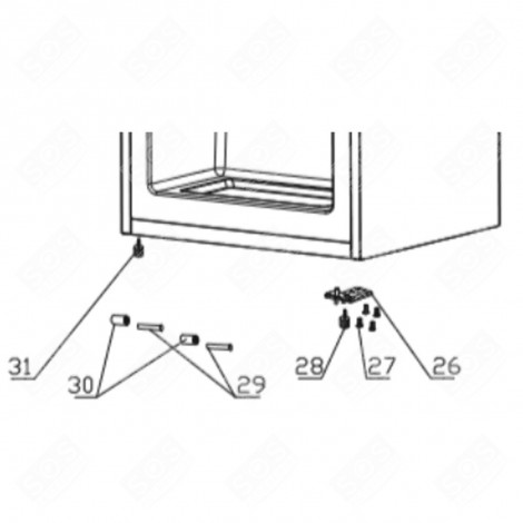 PIED RÉGLABLE (REPÈRE 31) RÉFRIGÉRATEUR, CONGÉLATEUR - FR001064