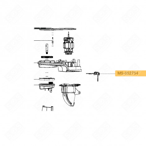 AXE D'ARTICULATION + RESSORT (REPÈRE MS-652754) ROBOT MÉNAGER - MS-650817, MS-652754