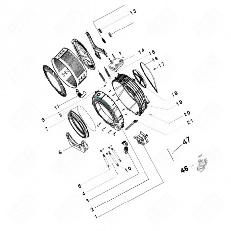 DEMIE CUVE ARRIÈRE REPÈRE 19 LAVE-LINGE - 1067371, 34010621