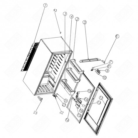 CACHE GUIDE (REPÈRE N°7) RÉFRIGÉRATEUR, CONGÉLATEUR - 1057835, 53041258