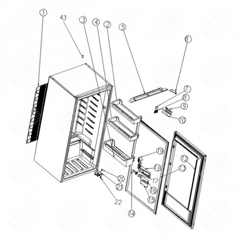 GUIDE (REPÈRE N°8) RÉFRIGÉRATEUR, CONGÉLATEUR - 1057834, 53041259