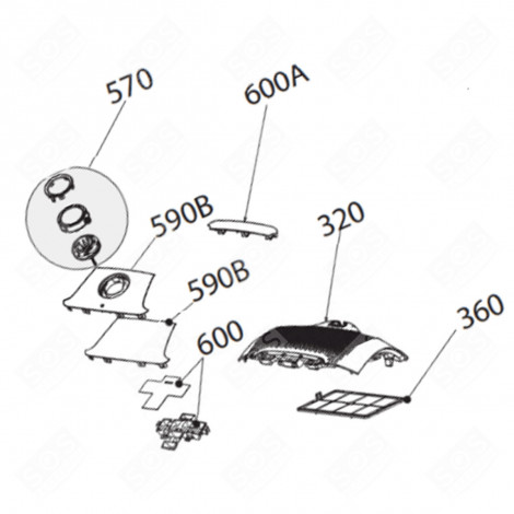 COUVERCLE (REPÈRE N°600A) D'ORIGINE ASPIRATEUR - 140111746016